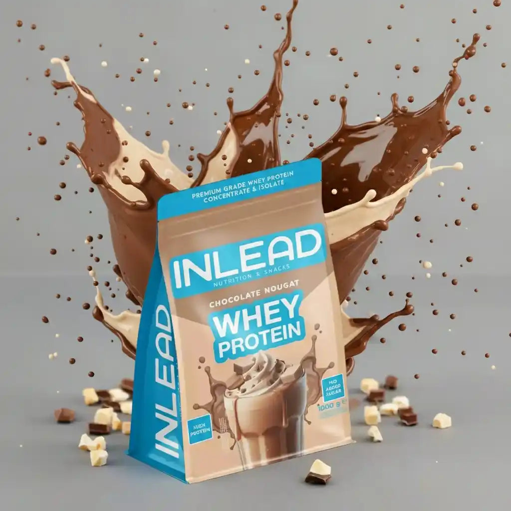 INLEAD Whey Protein Schokoladen-Nougat, Premium Proteinpulver mit Schokoladenspritzern