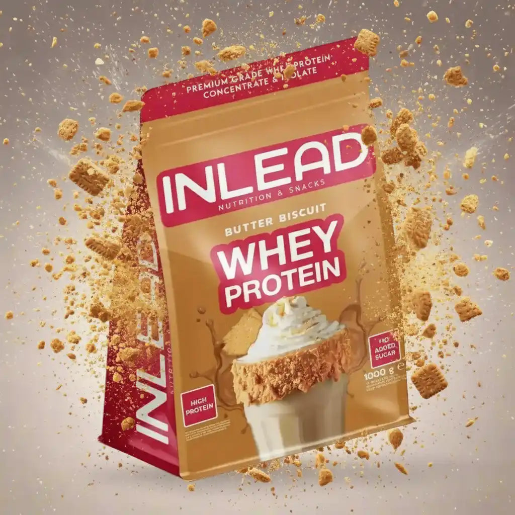 INLEAD Whey Protein Butter Biscuit – Hochwertiges Proteinpulver mit Keks-Geschmack, 1000g, ohne zugesetzten Zucker