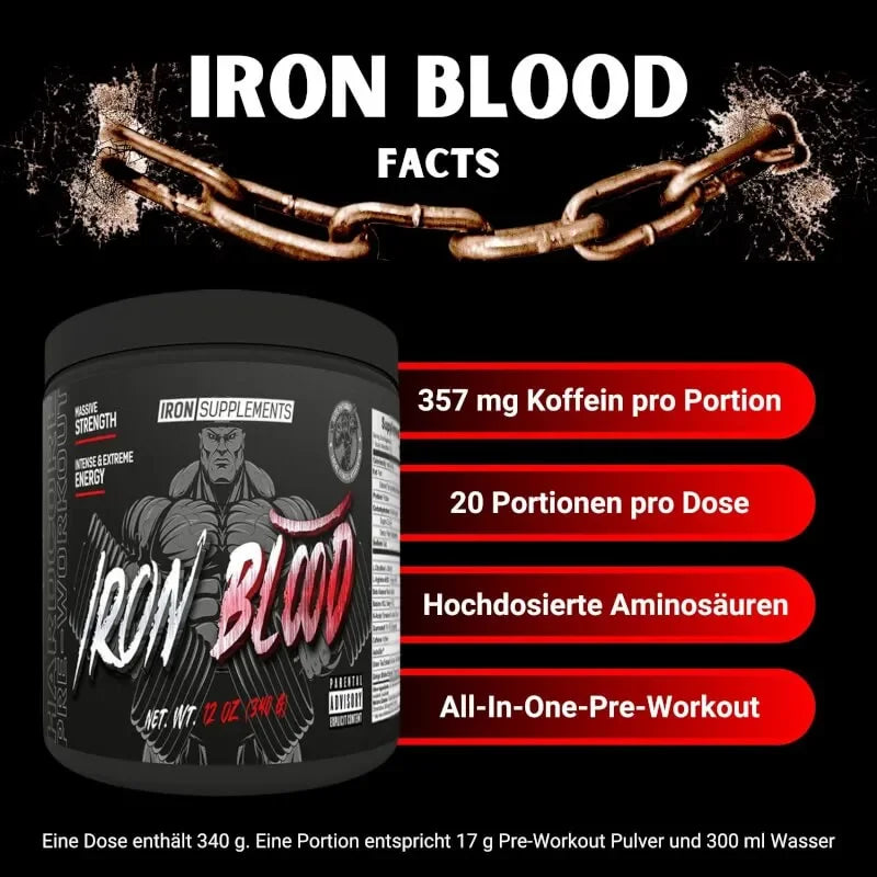 Iron Blood Pre-Workout Booster 340g - Supplement Support