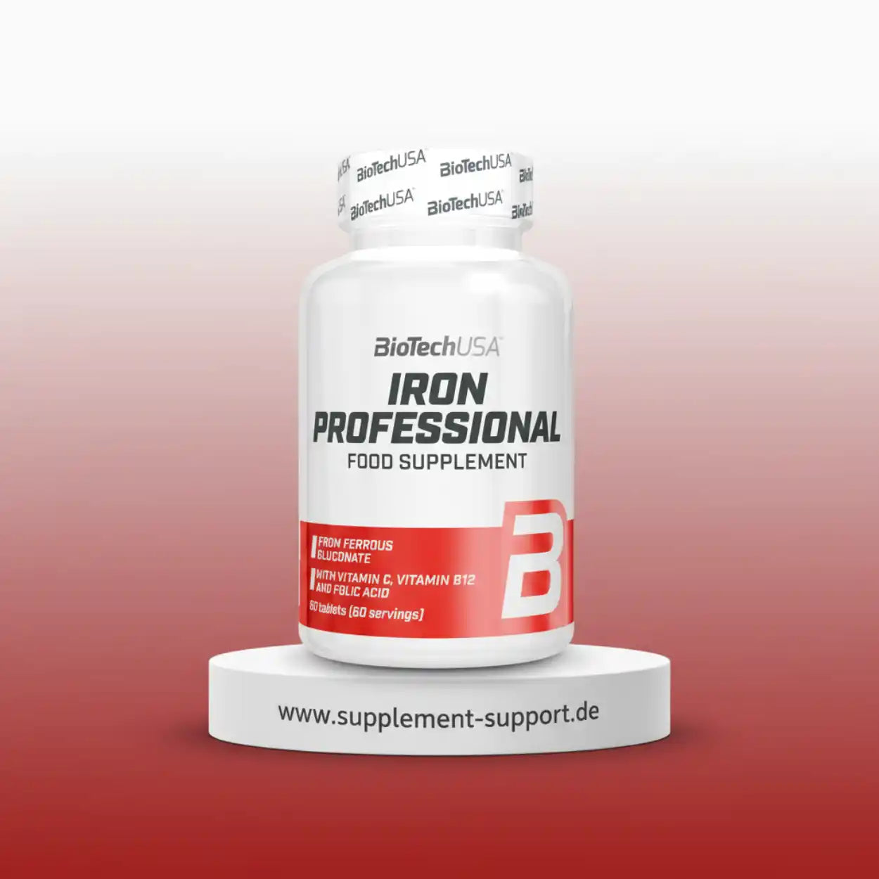 BioTechUSA Iron Professional Nahrungsergänzung mit Vitamin C, B12 und Folsäure