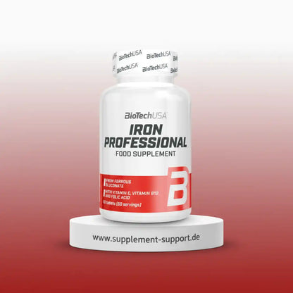BioTechUSA Iron Professional Nahrungsergänzung mit Vitamin C, B12 und Folsäure