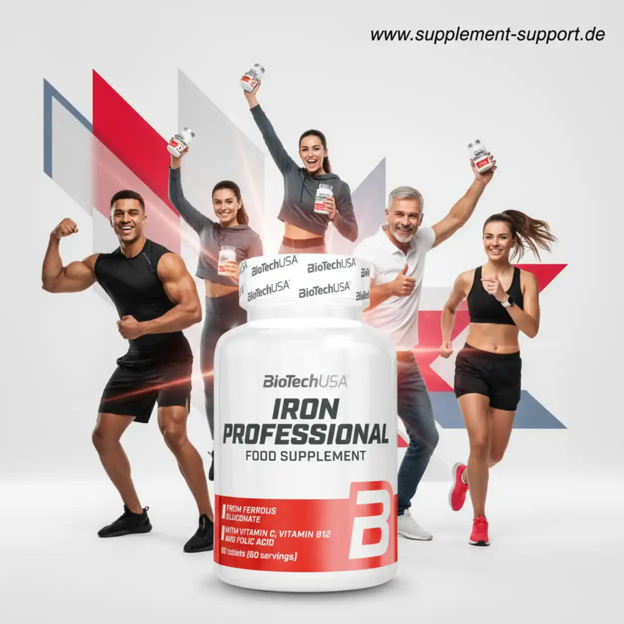 BioTechUSA Iron Professional Nahrungsergänzung mit Vitamin C & B12 für Sportler und aktive Menschen