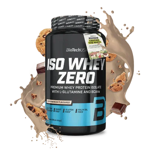BioTechUSA ISO Whey Zero Proteinpulver 908g, Cookies, Schokoladenstücke, Produktverpackung