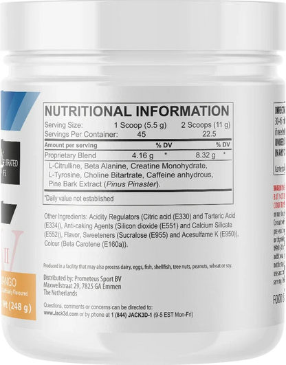 JACK3D ADVANCED Pre Workout Booster 248g - Supplement Support