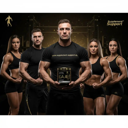 Muskulöse Athleten mit EAA-Supplement, Protein & Sportnahrung von Supplement Support