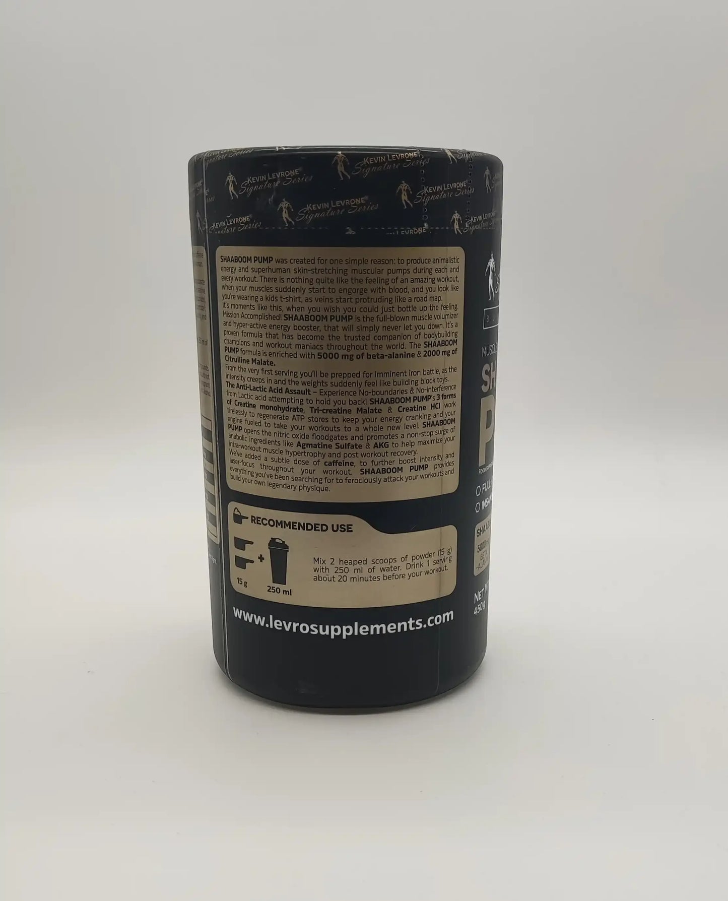 Kevin Levrone Shaaboom Pump 450g US Pump Booster Doseempfehlung auf Supplementdose