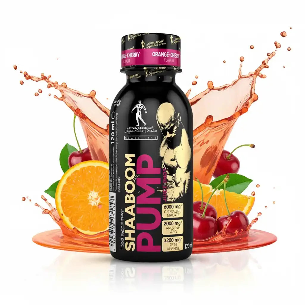 Kevin Levrone Shaaboom Pump Shot 120ml Orange Cherry mit Früchten und Saftsplash