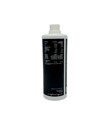 Nahrungsergänzungsmittel Flasche mit Nährwertangaben, Vitamine, Protein, Booster für Sportler