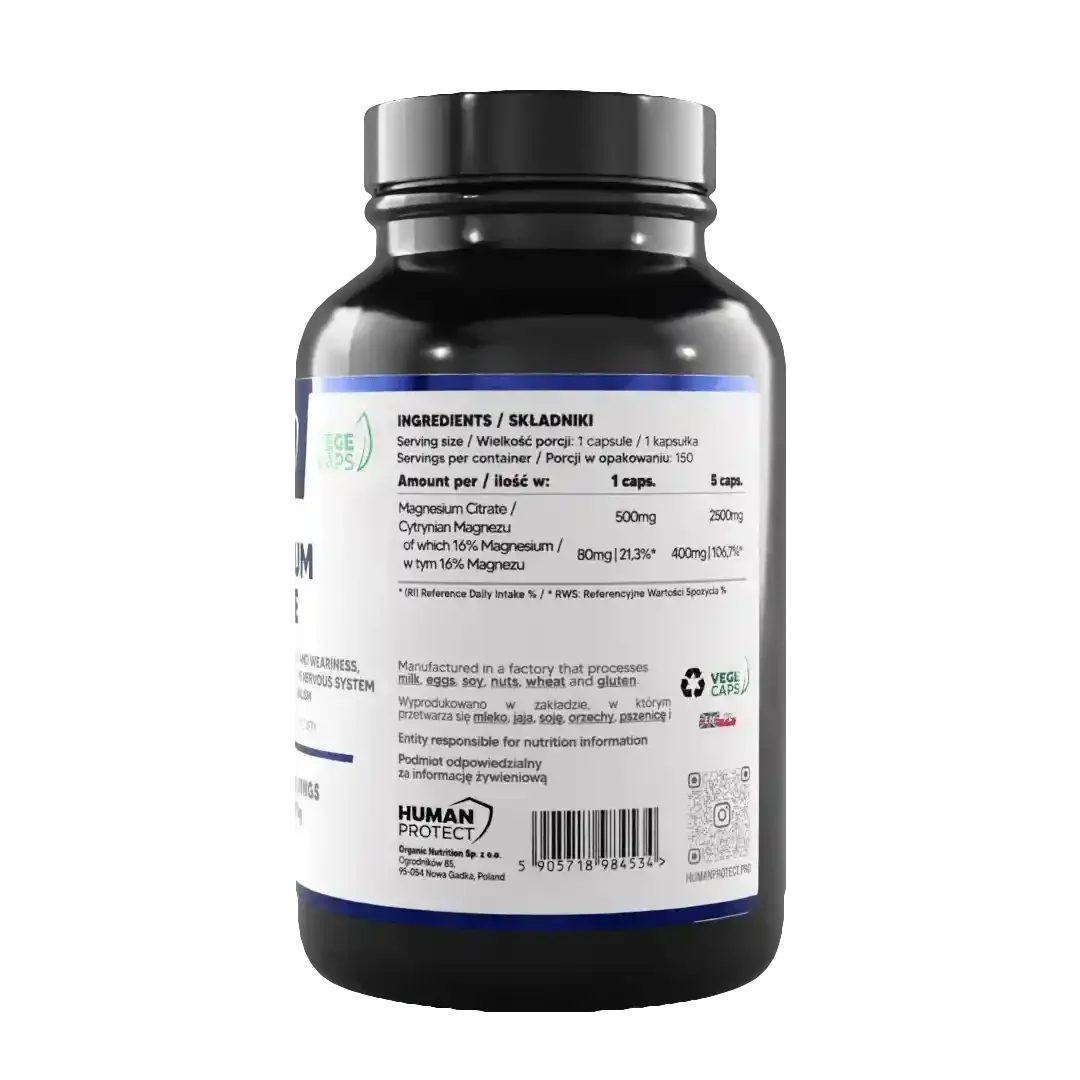 Magnesium Citrat 150 caps. 500mg - Supplement Support