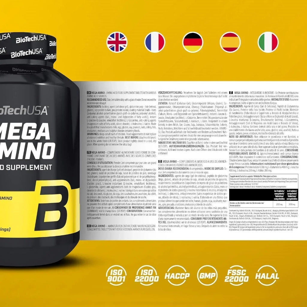 MEGA Amino Tabs - 500 Tabletten - Supplement Support