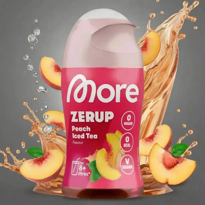 More Zerup Pfirsich Eistee Geschmack, zuckerfrei, kalorienfrei, vegan – ideal für Sport & Ernährung