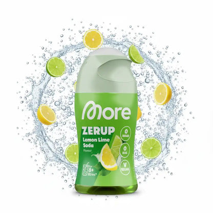 More Zerup Zitronen-Limetten-Soda, zuckerfrei, vegan, mit Zitronen- und Limettenstücken