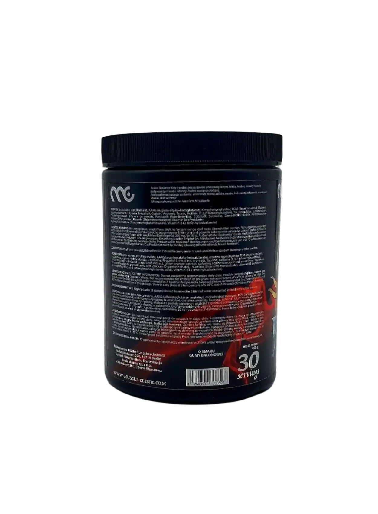 MUSCLE CLINIC® FURIOUS Pre Workout Booster 450g - Supplement Support