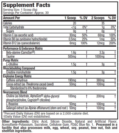 Muscle Tech naNO X5 Next Gen 240g Pre Workout Booster - Supplement Support