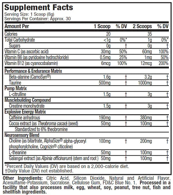 Muscle Tech naNO X5 Next Gen 240g Pre Workout Booster - Supplement Support