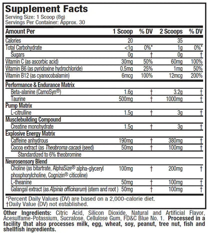 Muscle Tech naNO X5 Next Gen 240g Pre Workout Booster - Supplement Support
