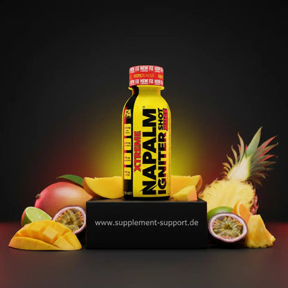 Napalm Xtreme Igniter Shot mit frischen Früchten, ideal für Sportnahrung und Booster