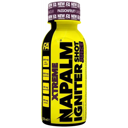 Napalm Xtreme Igniter Shot Pre-Workout Booster Flasche, gelb, 120ml, Passionfruit Geschmack