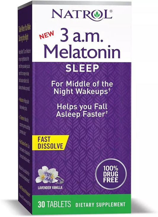 Natrol 3 a.m. Sleep Fast Dissolve, Lavender Vanilla, 60 Tabletten - MHD 31.5.2025 - Supplement Support