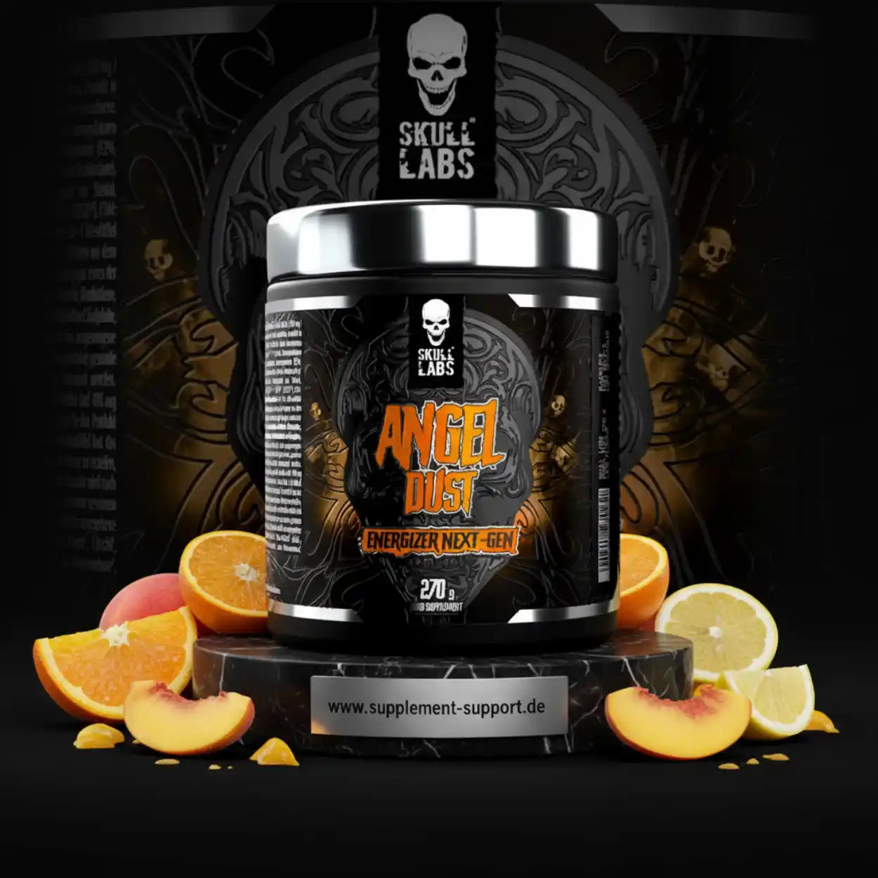 Skull Labs Angel Dust Next-Gen Energizer mit Orangen- und Pfirsichstücken, Nahrungsergänzungsmittel