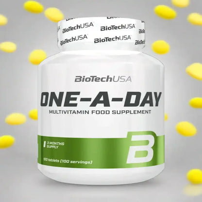 BioTechUSA One-A-Day Multivitamin Nahrungsergänzung, 100 Tabletten Dose, gelbe Tabletten