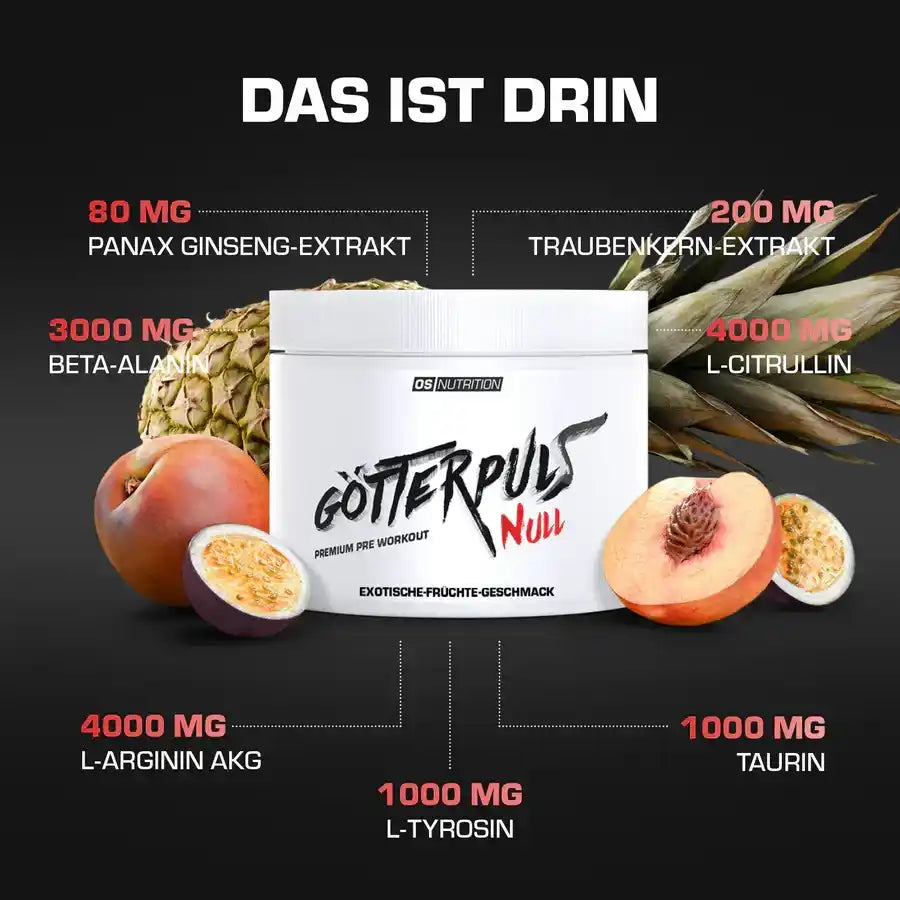 OS Nutrition Götterpuls® NULL Pre Workout Booster 300g STIM FREE
