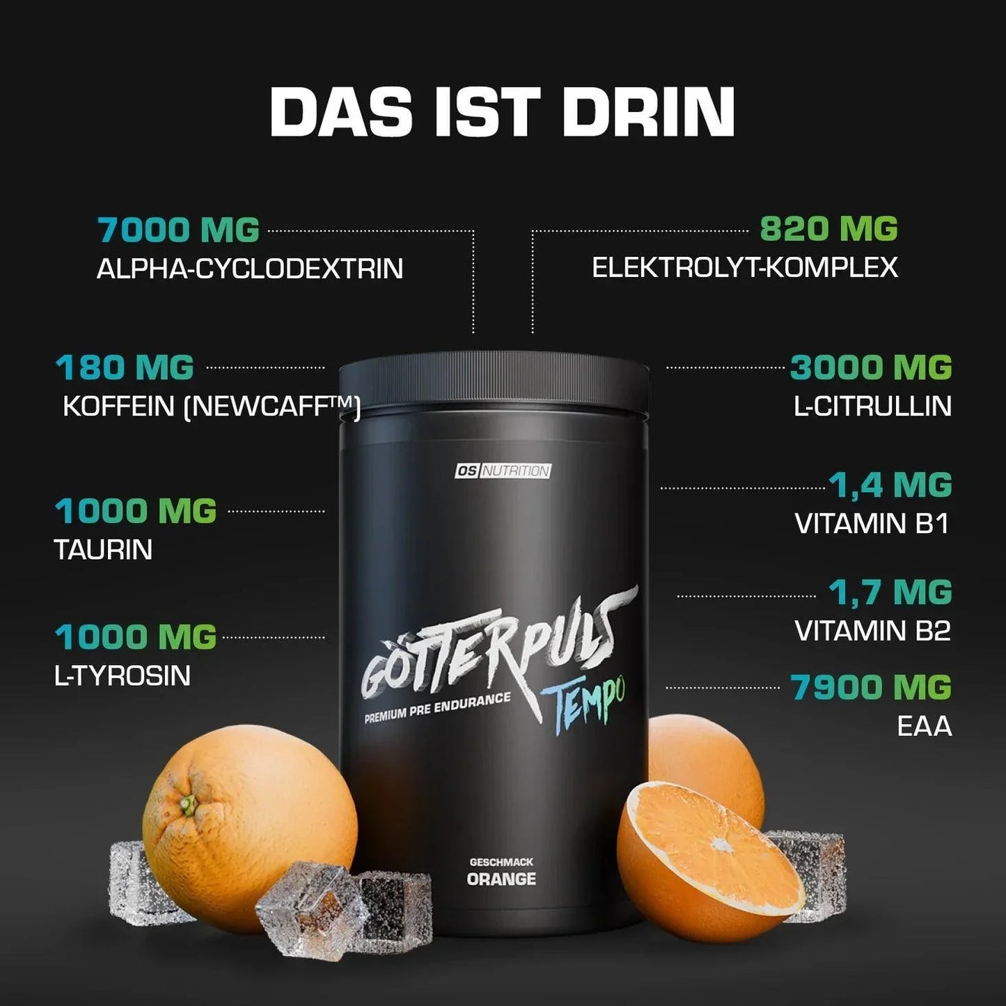 OS Nutrition Götterpuls Tempo - Premium Pre Endurance 560g - Supplement Support