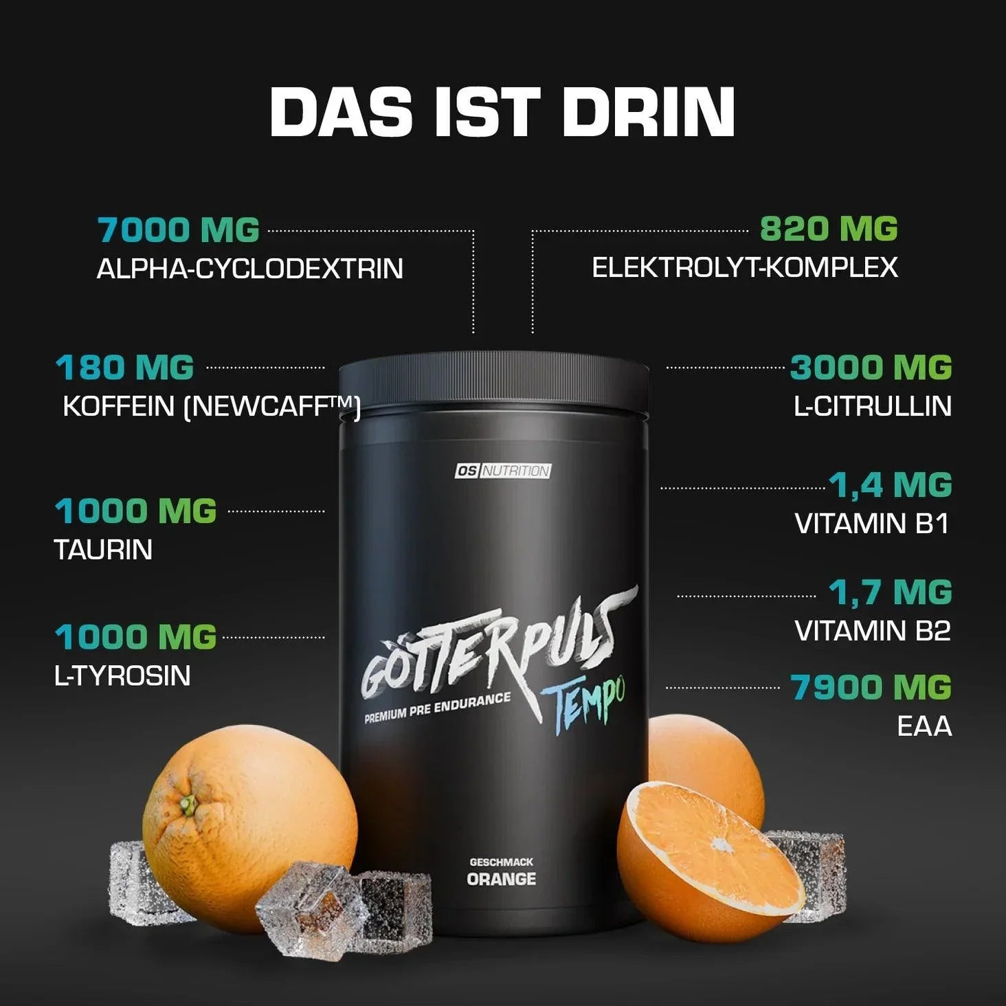 OS Nutrition Götterpuls Tempo - Premium Pre Endurance 560g - Supplement Support