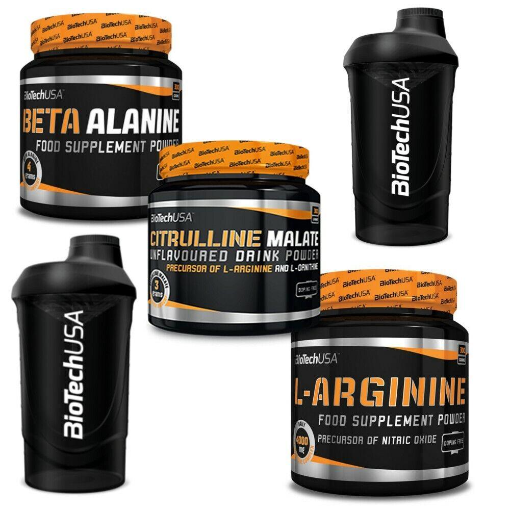 Pre Workout Pack je 300g Arginine, Citrullin, Beta Alanine + 2 Shaker - Supplement Support