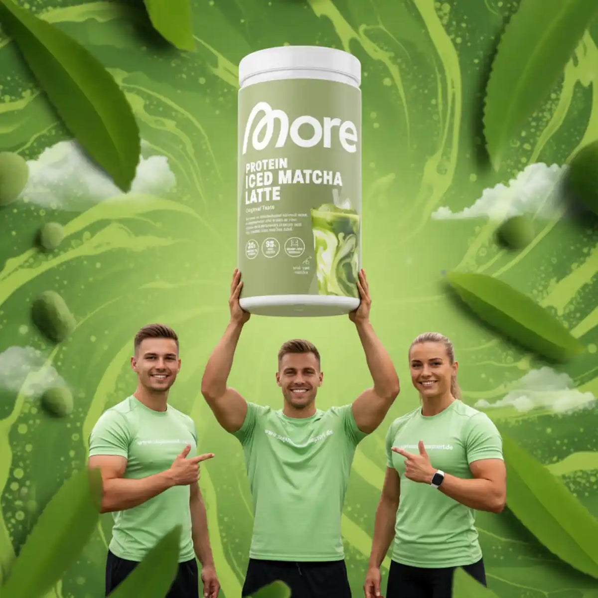 Protein Iced Matcha Latte von more – Nahrungsergänzung mit Matcha, ideal für Sportler und Fitness-Enthusiasten