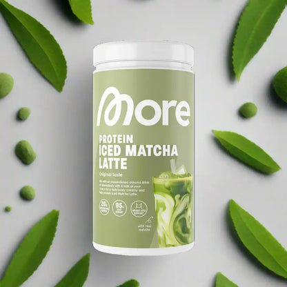 More Protein Iced Matcha Latte mit echtem Matcha, 20g Protein, 95% weniger Zucker, Gewichtsverlust Unterstützung