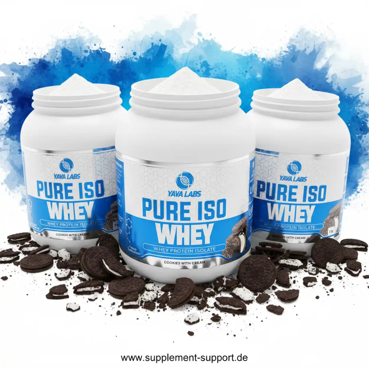 Pure Iso Whey Protein Isolat von Yava Labs, Geschmack Cookies with Cream, ideal für Sportler und Fitnessbegeisterte