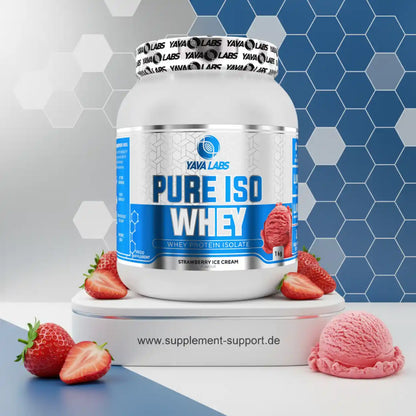 Yava Labs Pure Iso Whey Protein Isolate, Erdbeer-Eis-Geschmack, 1kg