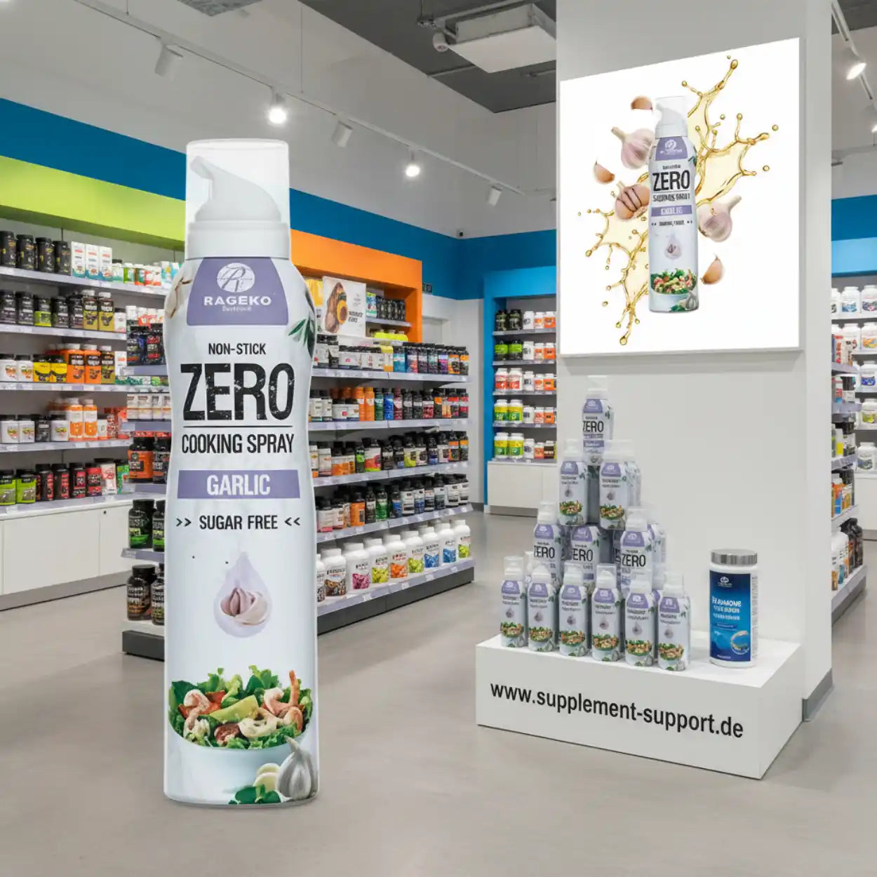 Rageko Zero Knoblauch-Kochspray, zuckerfrei, im Supplement-Store mit Protein & Vitaminen