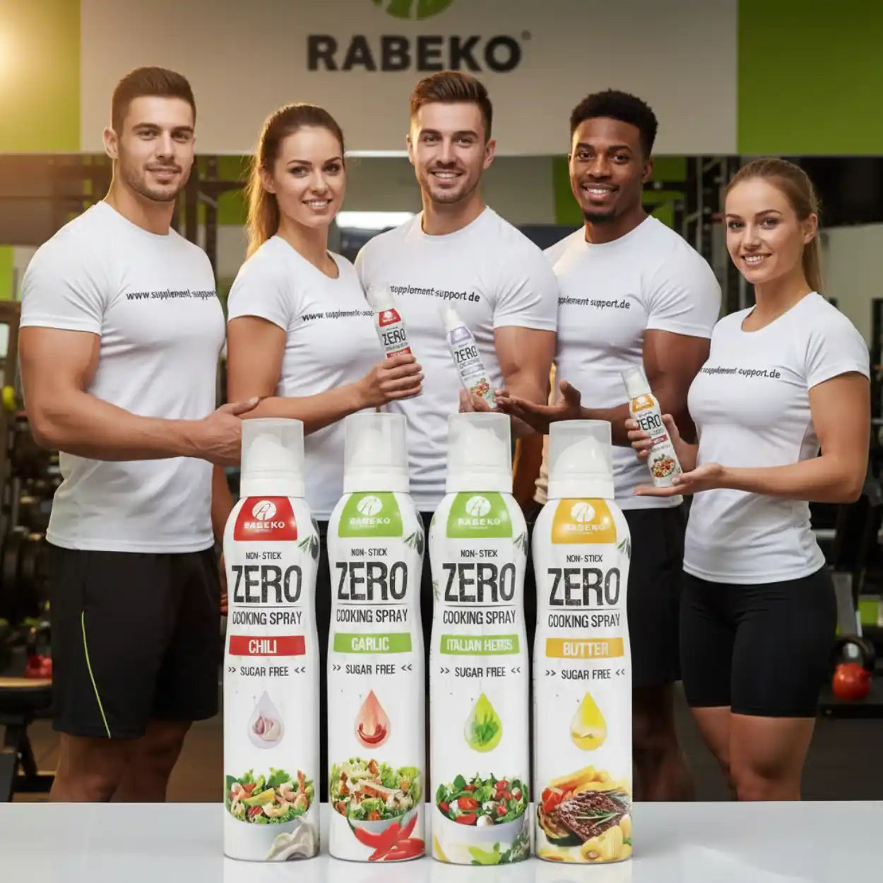RABEKO Zero Kochspray Sortiment – Chili, Knoblauch, Kräuter, Butter – zuckerfrei, ideal für Fitness & Sporternährung