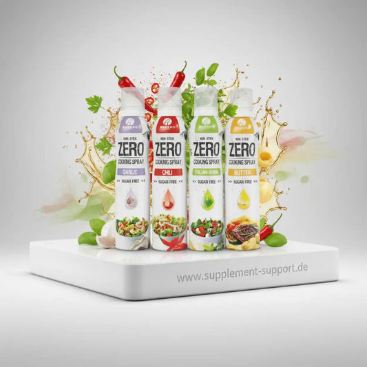 Zero Kochspray Sortiment: Knoblauch, Chili, Italienische Kräuter, Butter – zuckerfrei & fettarm