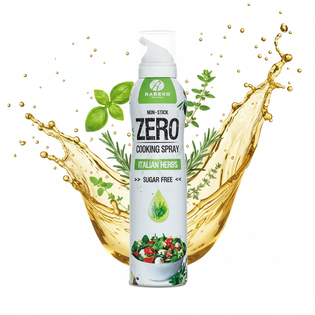 Zero Kochspray mit italienischen Kräutern, zuckerfrei und antihaftend, ideal für gesunde Ernährung