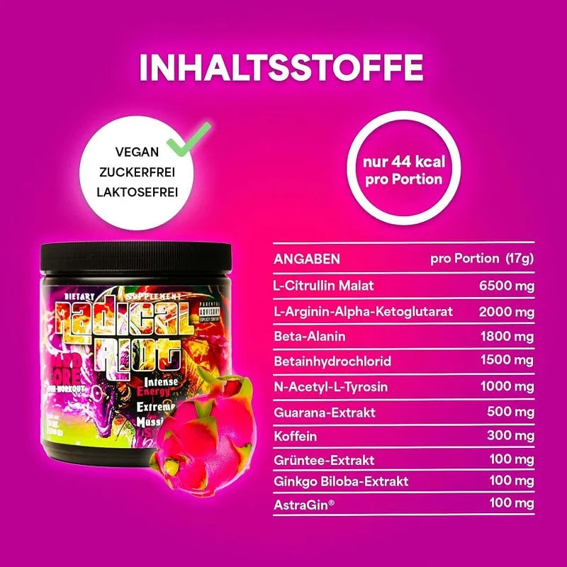 Radical Riot V3 Hardcore Version Pre Workout 340g - Supplement Support