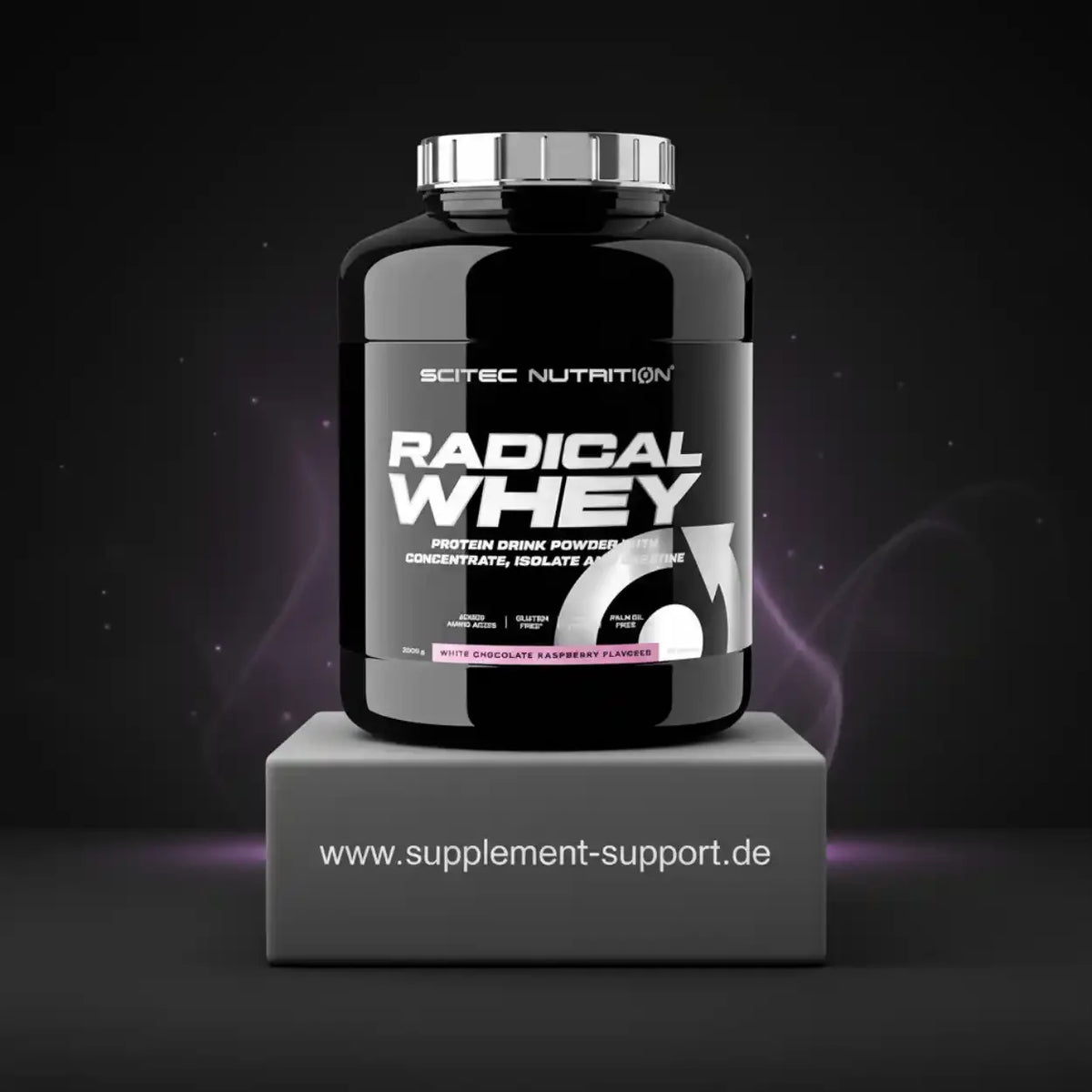 Radical Whey Protein Powder von Scitec Nutrition, weißer Schokoladen-Himbeer-Geschmack