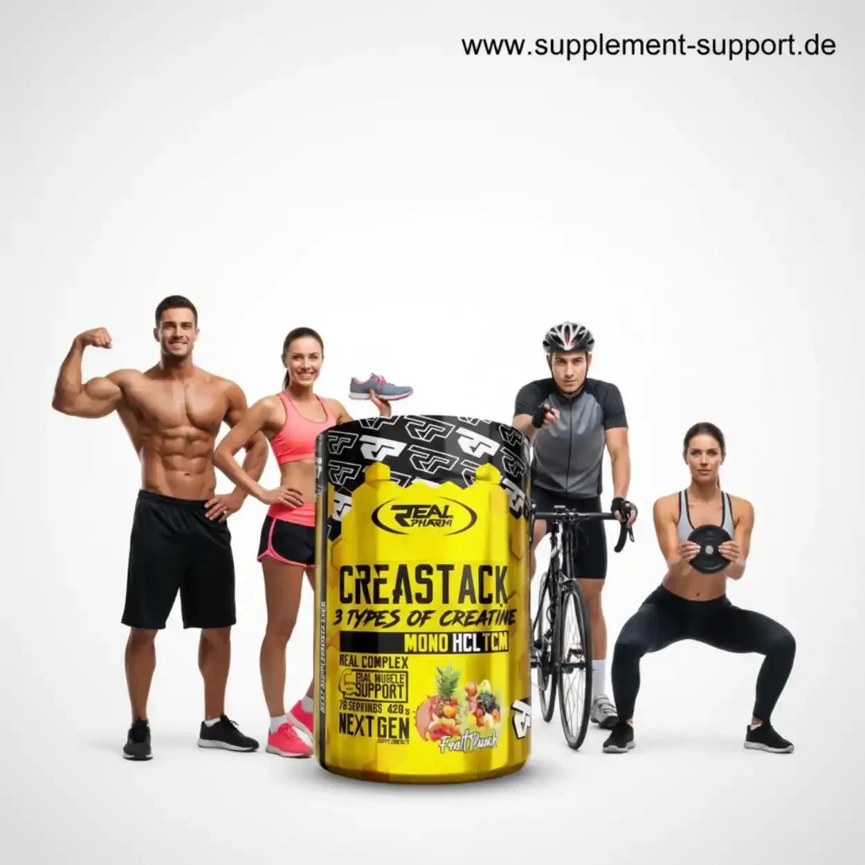 Creastack Kreatin von Real Pharm – 3 Kreatinarten für Muskelunterstützung, ideal für Fitness und Sport