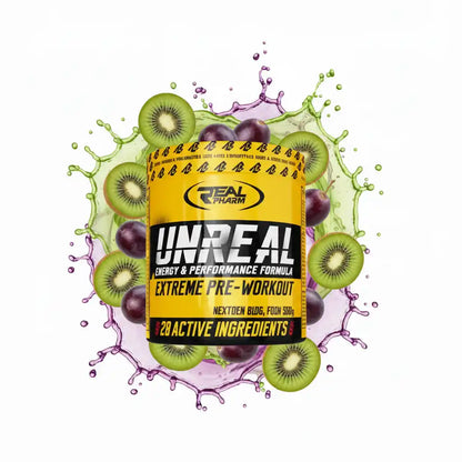 Unreal Extreme Pre-Workout mit Kiwi und Trauben – Energie & Leistungsformel, 28 aktive Inhaltsstoffe