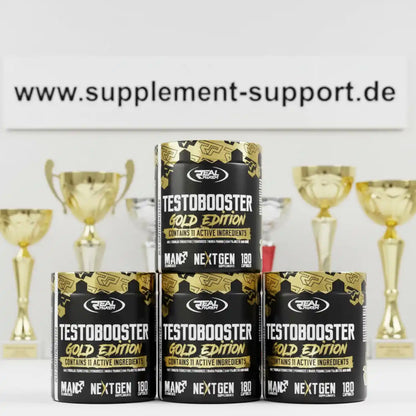 Testobooster Gold Edition Dosen vor Trophäen, Supplement für Muskelaufbau und Sporternährung