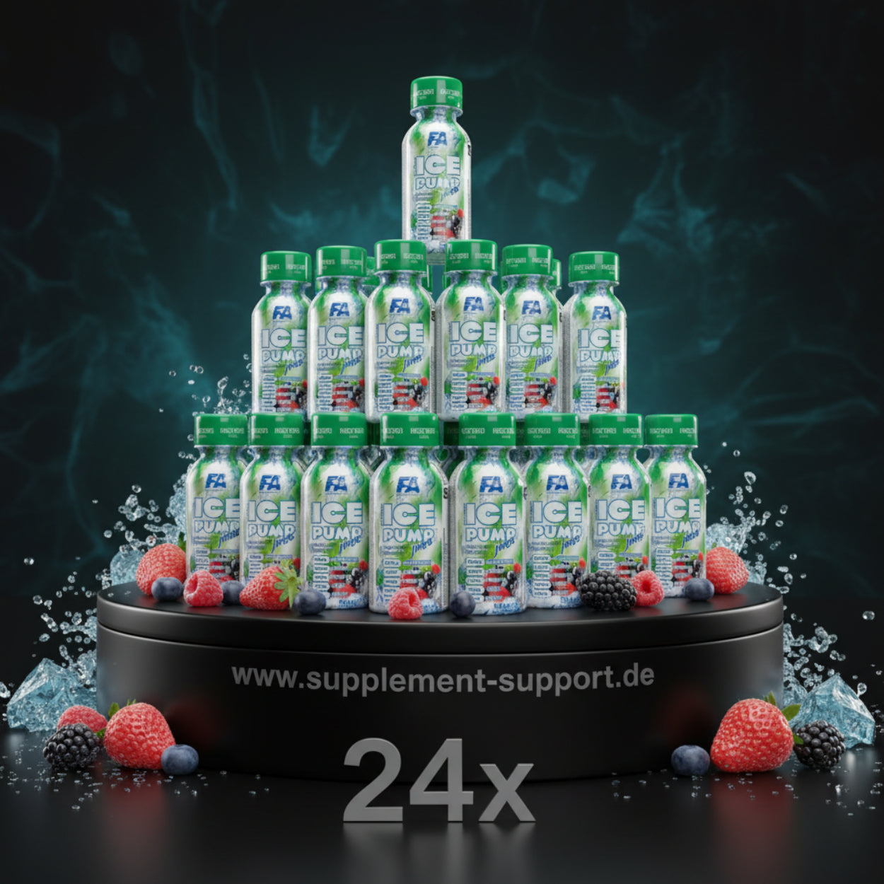 24x FA Ice Pump Juice – erfrischende Sportnahrung mit Beeren und Eiswürfeln