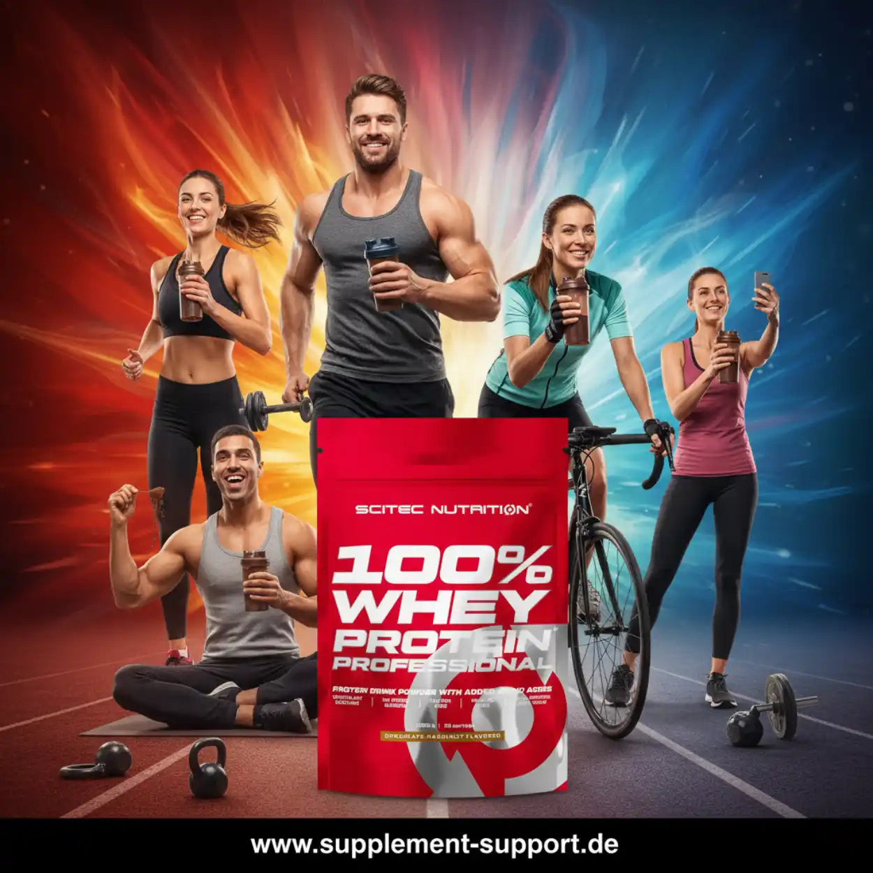 Scitec Nutrition 100% Whey Protein Professional – Proteinpulver für Sportler mit Shaker und Trainingsmotivation