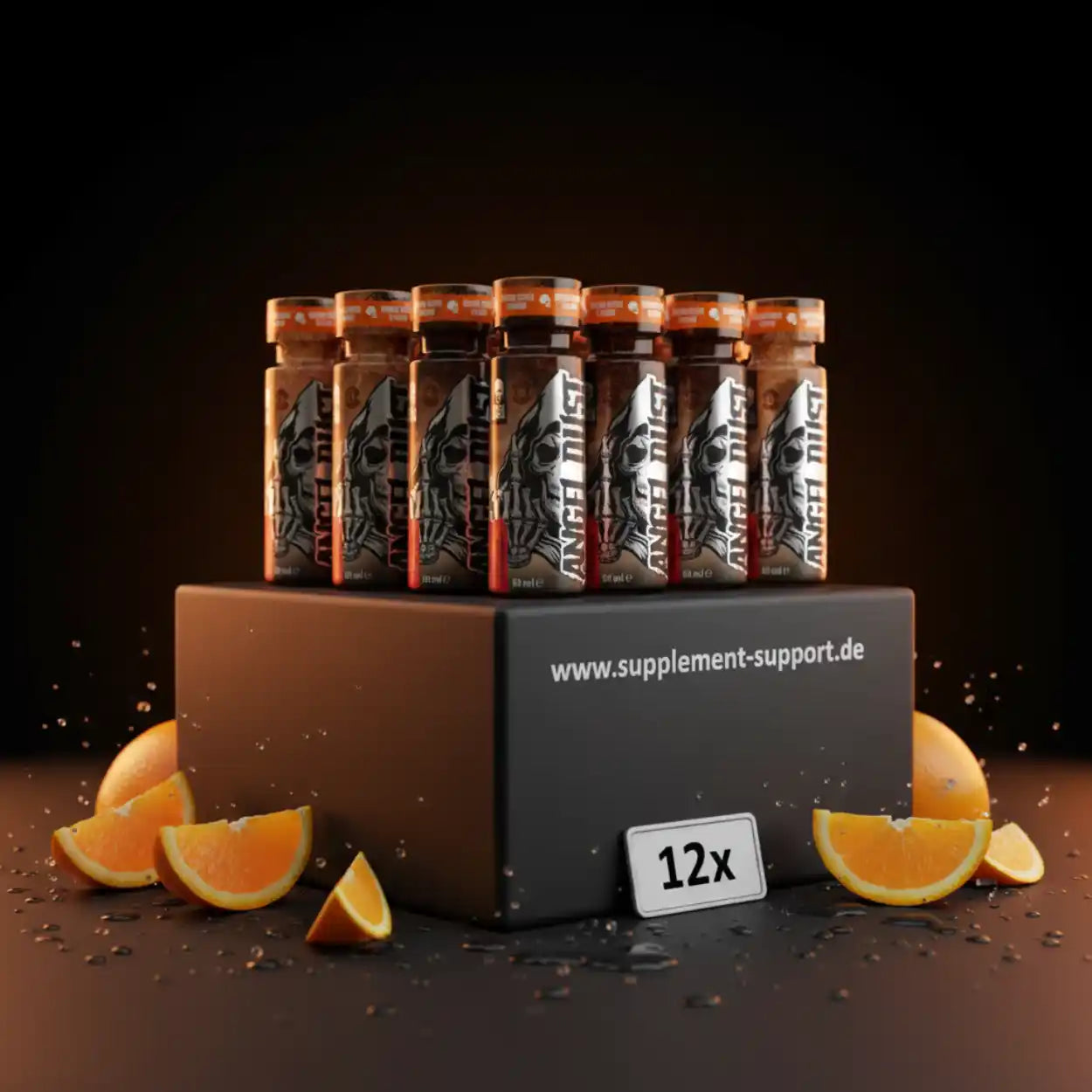 12x Energie-Booster Shots mit Orange, Nahrungsergänzung für Sport & Training, hochwertig & effektiv