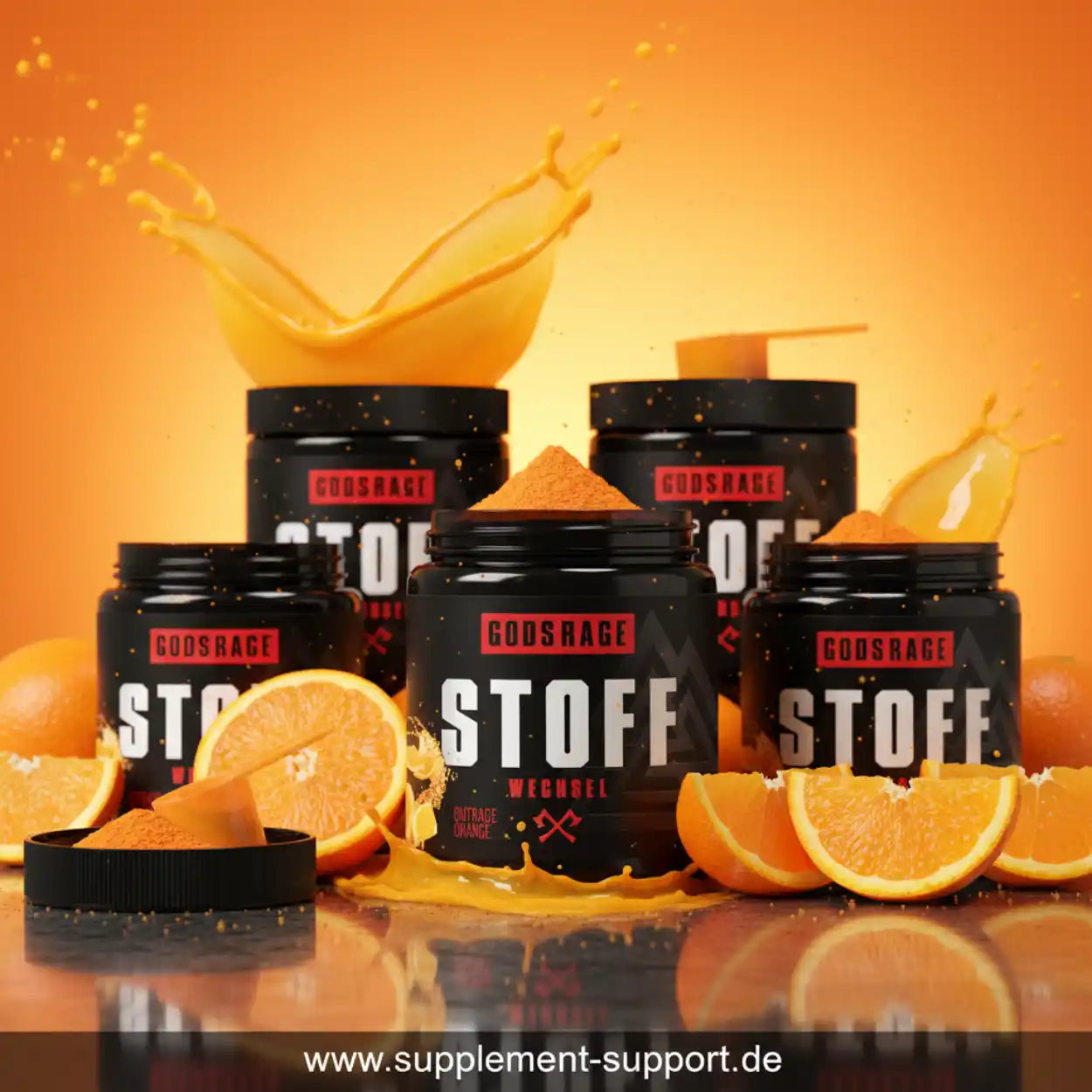 Godsrage Stoff Wechsel Orange – Nahrungsergänzung mit Orangengeschmack für Sportler