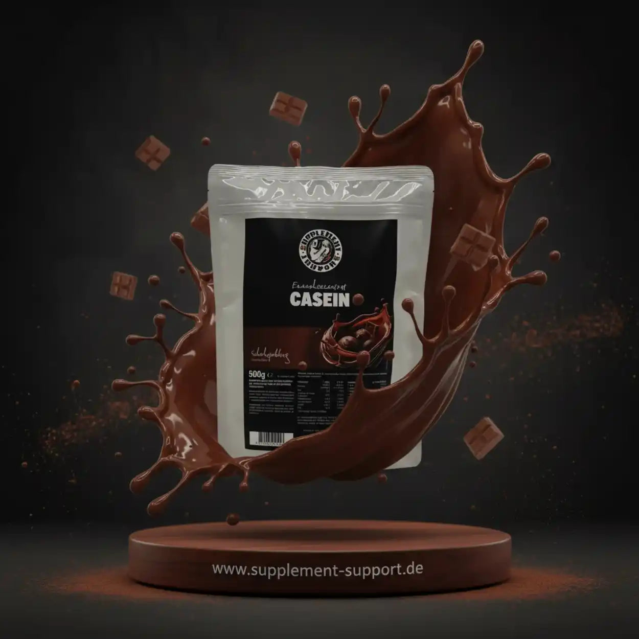 Casein Protein Pulver Schokolade, 500g – Nahrungsergänzung für Sportler mit Schokoladensplash