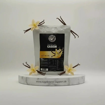 Casein Protein Vanille Geschmack, 500g Beutel mit Vanilleschoten & Blüten, ideal für Sportler und Muskelaufbau
