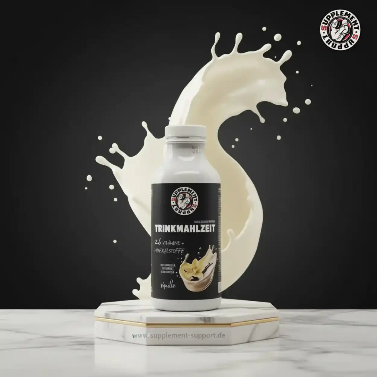 Trinkmahlzeit Vanille mit 26 Vitaminen & Mineralstoffen, Protein-Booster für Sportler