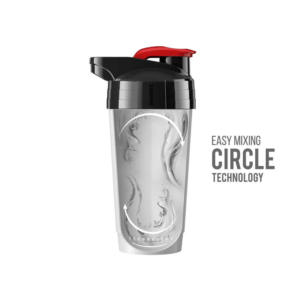 Shaker mit Circle Technology für einfaches Mischen von Proteinpulver und Nahrungsergänzungsmitteln